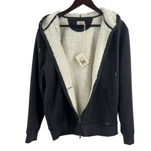 Faherty Sherpa Lined Hoodie Washed Black Size Medium New